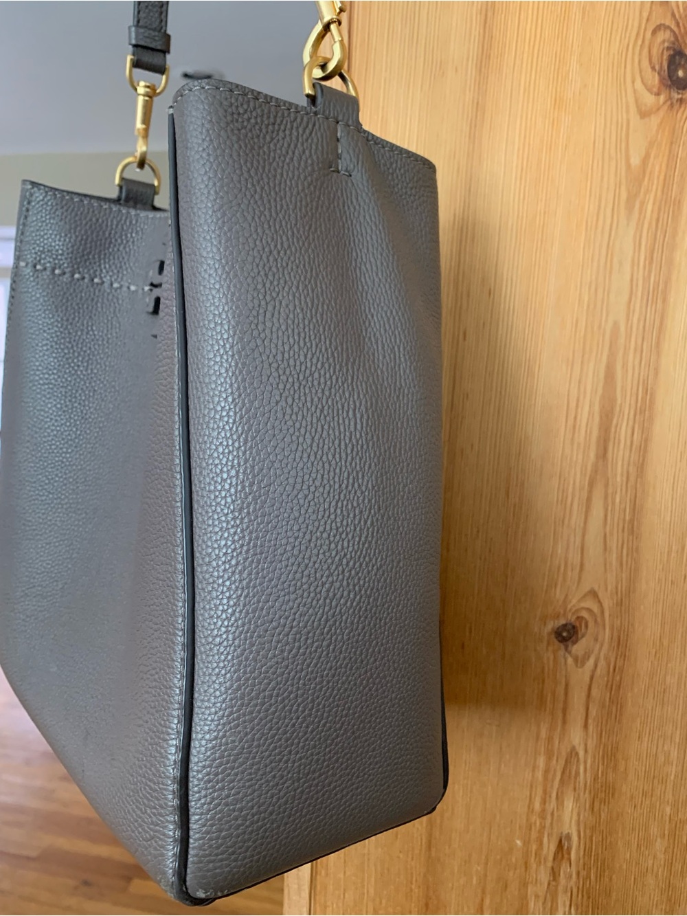 Tory Burch Taupe Pebbled Leather Shoulder Bag - Picture 8 of 16
